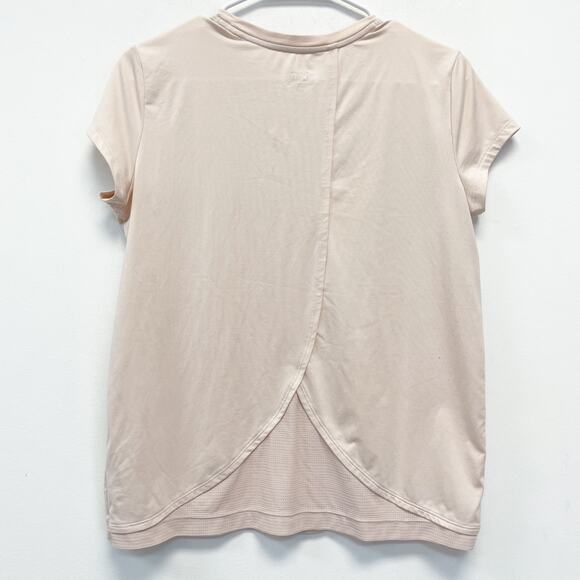 Athleta Girl's Light Pink Short Sleeve Back Overlap Detail Top Size XXL - Picture 2 of 4